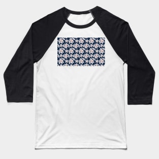 White flowers on a blue background pet bandana Baseball T-Shirt